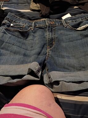 Levi's Dark Blue Rolled Cuff Jean Shorts